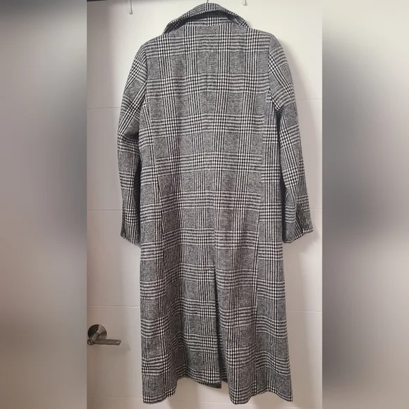 Halogen Tailored Double Breasted Long Plaid Coat - Picture 7 of 7